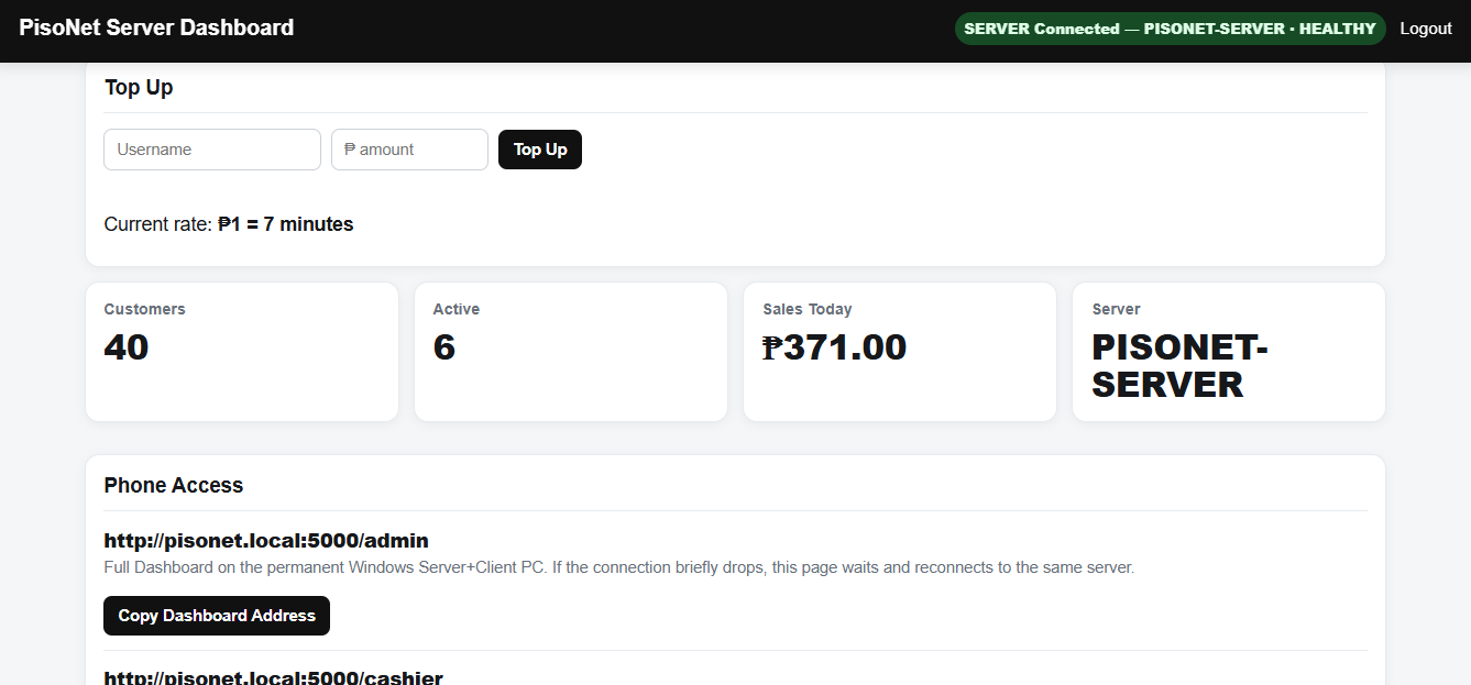 Centralized PC and session management dashboard preview