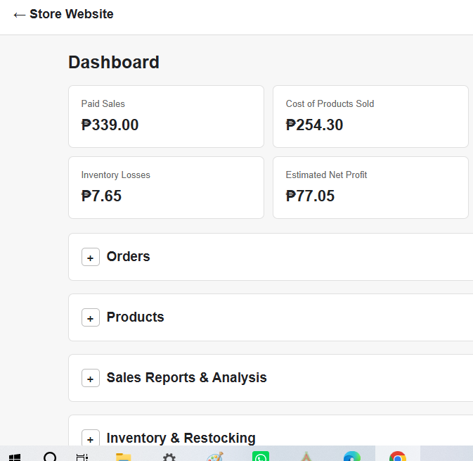 My Sari-Sari Store admin dashboard displayed inside a phone mockup